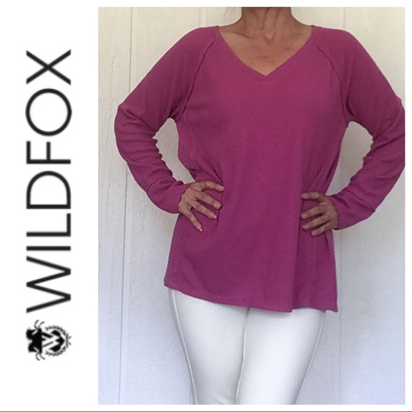 WILDFOX HALEY LONG SLEEVE V NECK PULLOVER TOP. SIZE LARGE - Picture 4 of 15